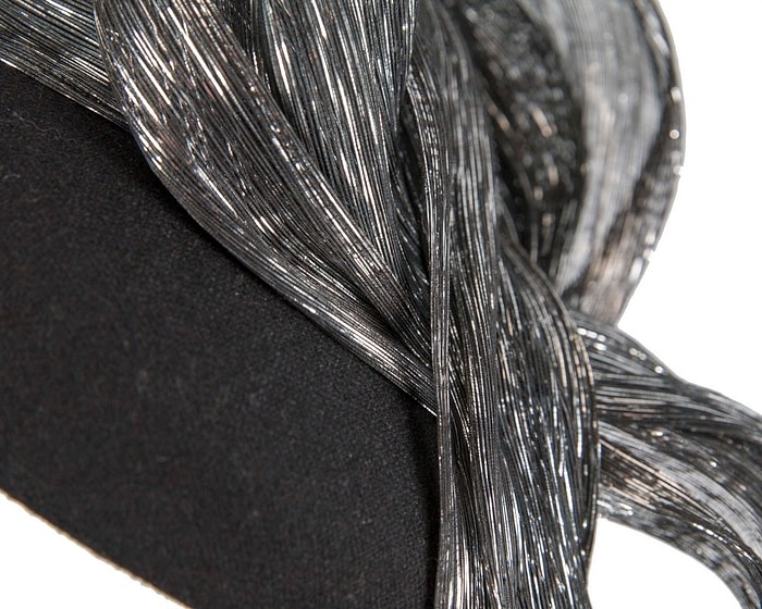 Fascinators Online - Bespoke black pillbox with silver bow by Fillies Collection