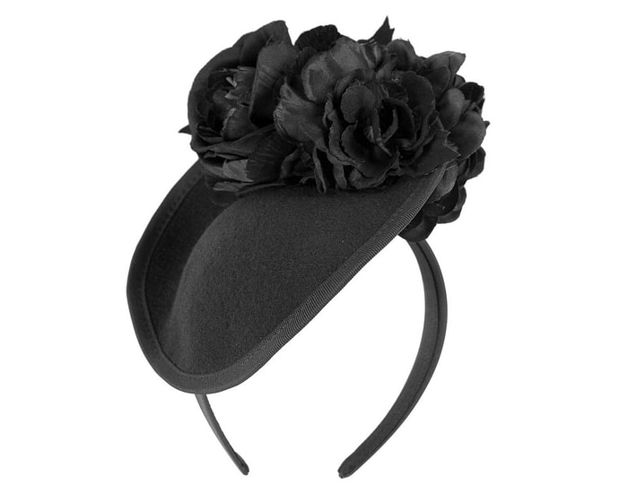 Fascinators Online - Black winter fascinator with roses by Fillies Collection