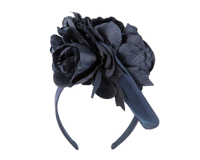 Fascinators Online - Navy winter fascinator with roses by Fillies Collection