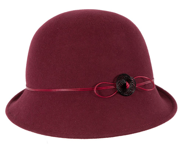 Fascinators Online - Burgundy ladies winter felt cloche hat by Max Alexander