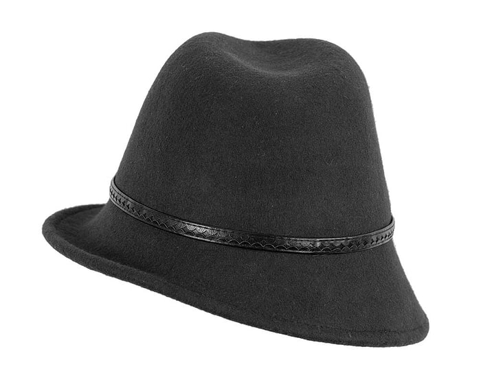 Fascinators Online - Black ladies felt fedora hat by Max Alexander