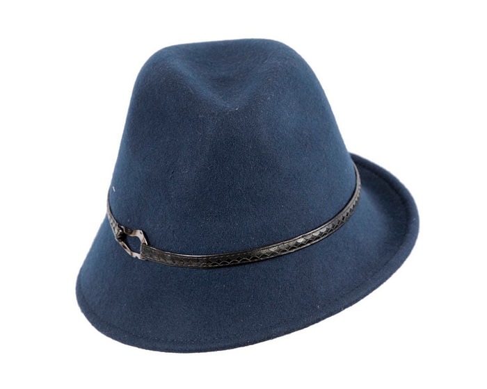 Fascinators Online - Navy ladies felt fedora hat by Max Alexander