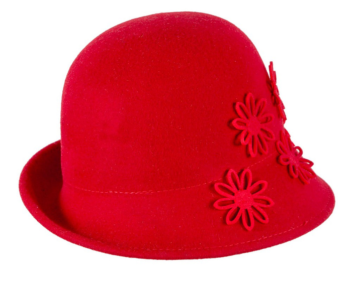 Fascinators Online - Red ladies winter felt cloche hat by Max Alexander