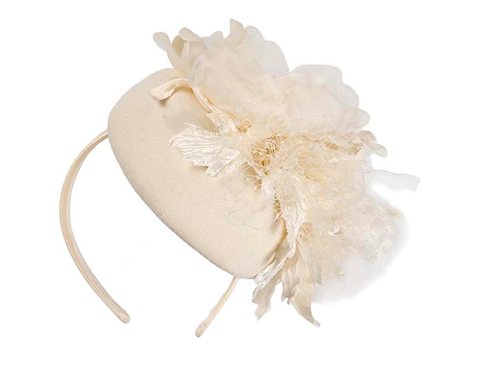 Fascinators Online - Cream pillbox fascinator with flower by Fillies Collection