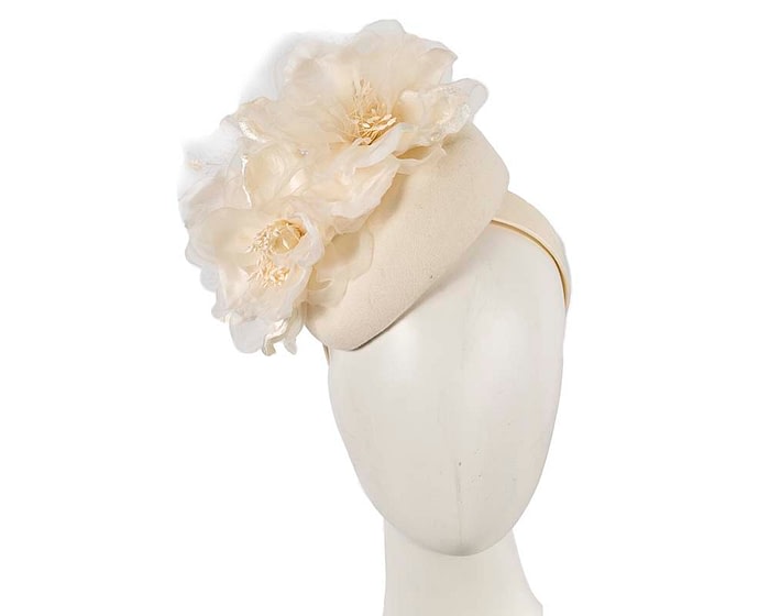 Fascinators Online - Cream pillbox fascinator with flower by Fillies Collection
