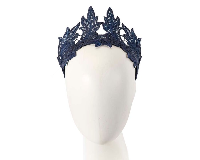 Fascinators Online - Navy lace crown fascinator by Max Alexander