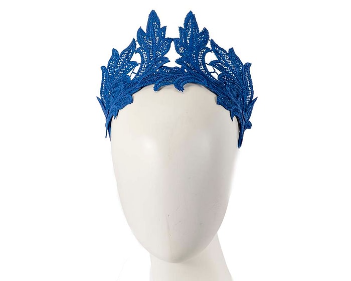 Fascinators Online - Royal blue lace crown fascinator by Max Alexander