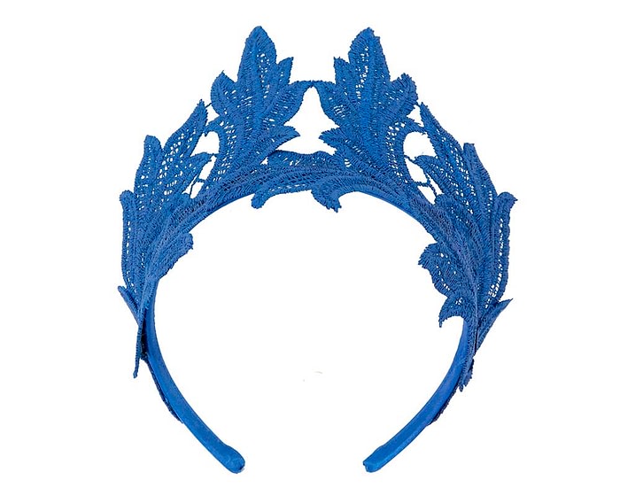 Fascinators Online - Royal blue lace crown fascinator by Max Alexander