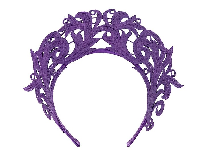 Fascinators Online - Purple lace crown racing fascinator by Max Alexander