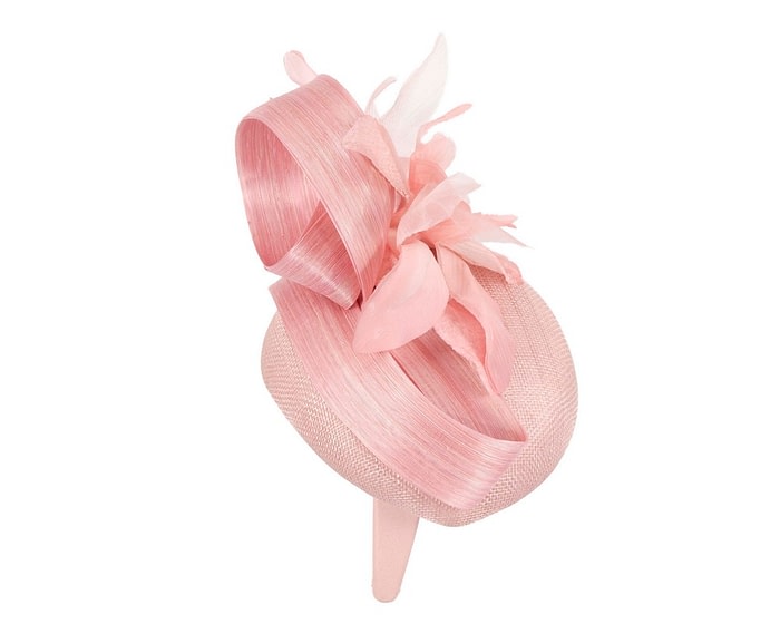 Fascinators Online - Tall pink pillbox fascinator with flower by Fillies Collection