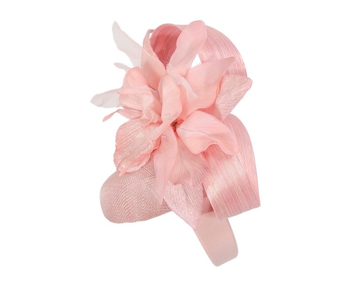 Fascinators Online - Tall pink pillbox fascinator with flower by Fillies Collection