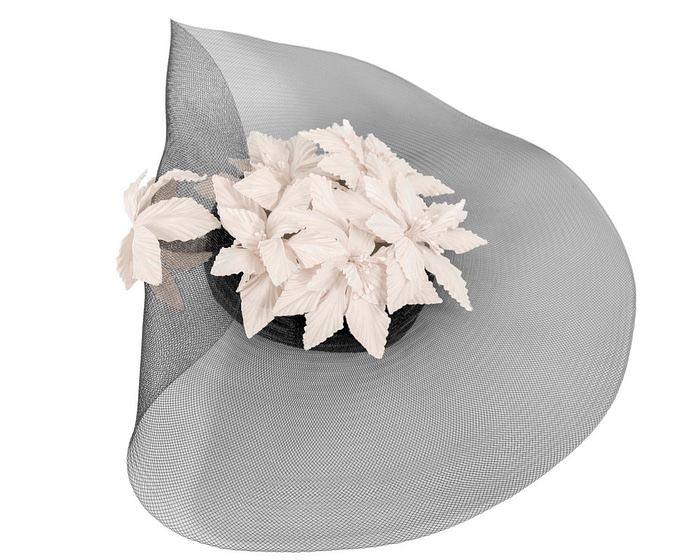 Fascinators Online - Bespoke black & cream fascinator hat by Fillies Collection