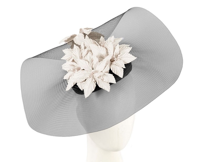 Fascinators Online - Bespoke black & cream fascinator hat by Fillies Collection
