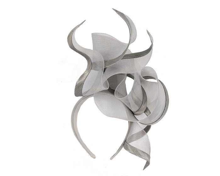 Fascinators Online - Bespoke large silver racing fascinator by Fillies Collection