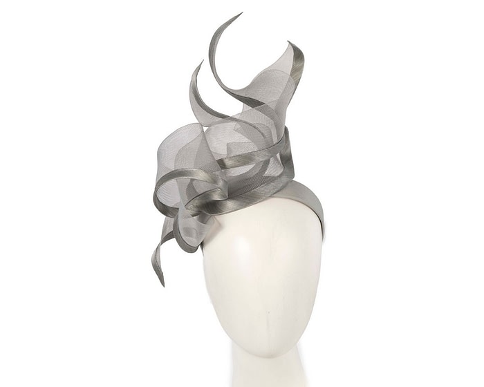 Fascinators Online - Bespoke large silver racing fascinator by Fillies Collection