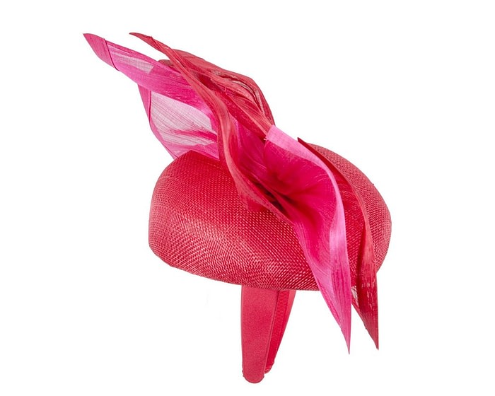Fascinators Online - Bespoke red & fuchsia racing pillbox fascinator by Fillies Collection