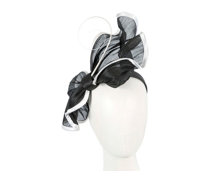 Fascinators Online - Twisted black & white racing fascinator by Fillies Collection