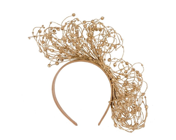 Fascinators Online - Bespoke gold racing fascinator by Fillies Collection