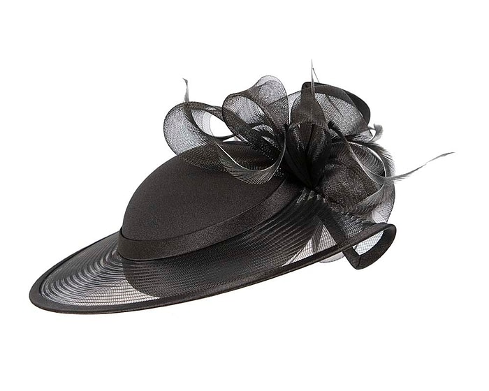 Fascinators Online - Black custom made Mother of the Bride hat