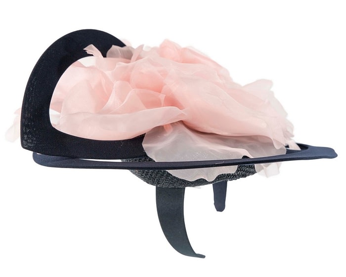 Fascinators Online - Bespoke large navy and pink fascinator hat by Fillies Collection