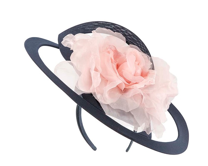 Fascinators Online - Bespoke large navy and pink fascinator hat by Fillies Collection