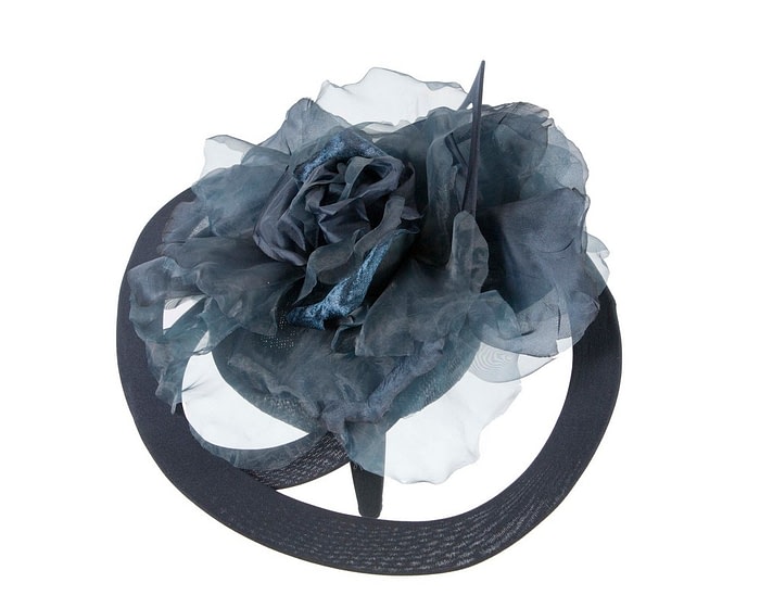 Fascinators Online - Bespoke large navy fascinator hat by Fillies Collection