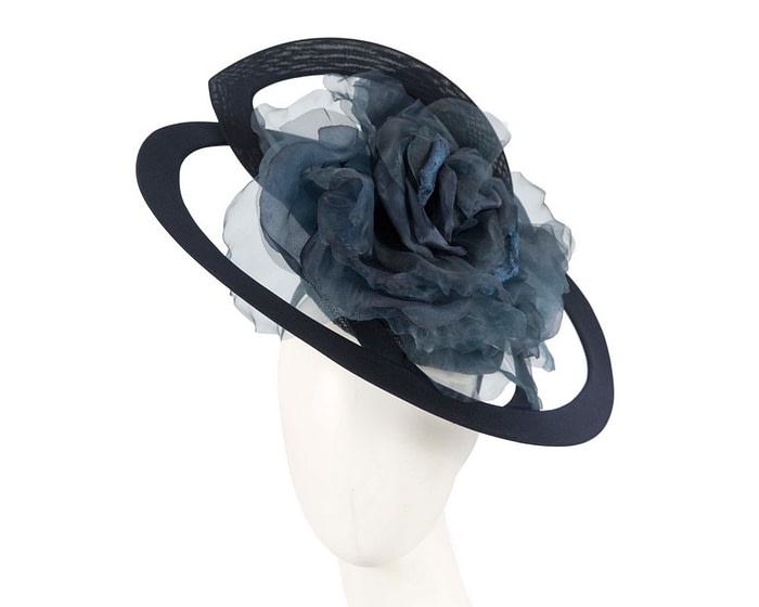 Fascinators Online - Bespoke large navy fascinator hat by Fillies Collection