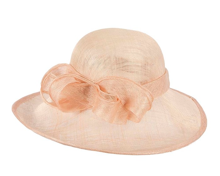 Fascinators Online - Wide brim nude sinamay racing hat by Max Alexander