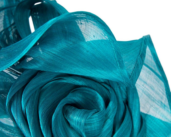 Fascinators Online - Aqua sculptured silk abaca fascinator by Fillies Collection