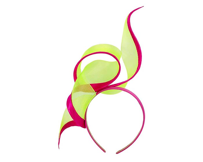 Fascinators Online - Twisted lime & fuchsia racing fascinator by Fillies Collection