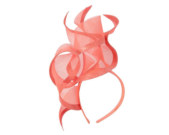 Fascinators Online - Bespoke large coral racing fascinator by Fillies Collection