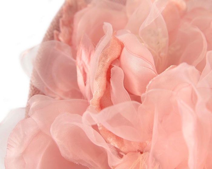 Fascinators Online - Bespoke pink sinamay fascinator with flower by Max Alexander