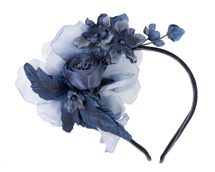 Fascinators Online - Blue and navy flower headband by Max Alexander