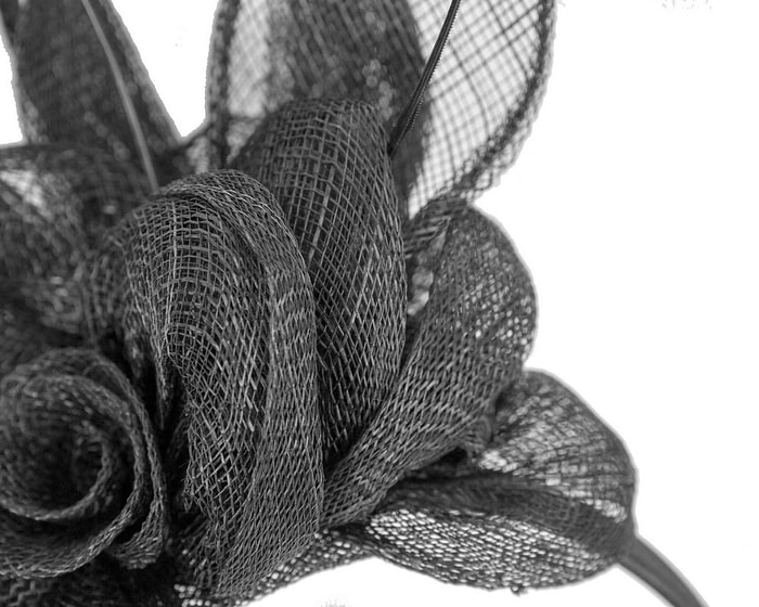 Fascinators Online - Black sinamay flower headband