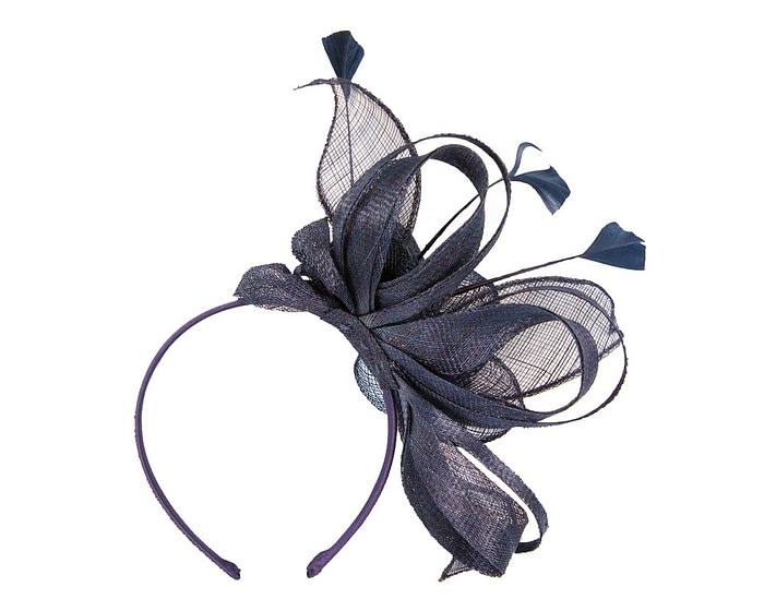 Fascinators Online - Navy sinamay flower headband