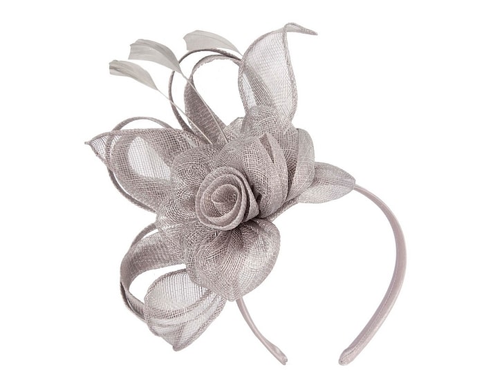 Fascinators Online - Silver sinamay flower headband