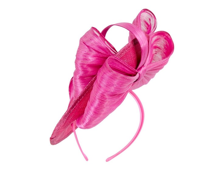 Fascinators Online - Bespoke fuchsia sinamay fascinator with bow by Fillies Collection