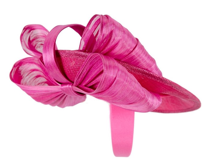Fascinators Online - Bespoke fuchsia sinamay fascinator with bow by Fillies Collection