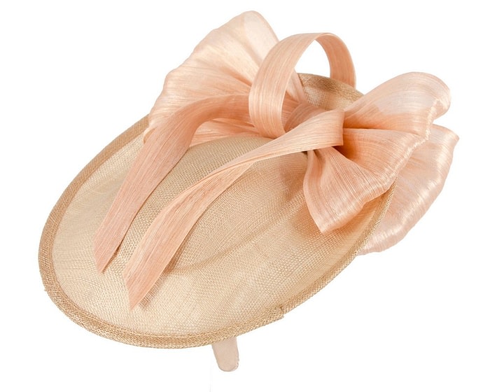 Fascinators Online - Bespoke nude sinamay fascinator with bow by Fillies Collection