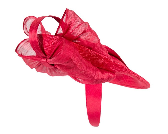 Fascinators Online - Bespoke red sinamay fascinator with bow by Fillies Collection