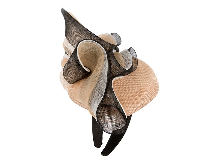 Fascinators Online - Large nude and black fascinator by Fillies Collection
