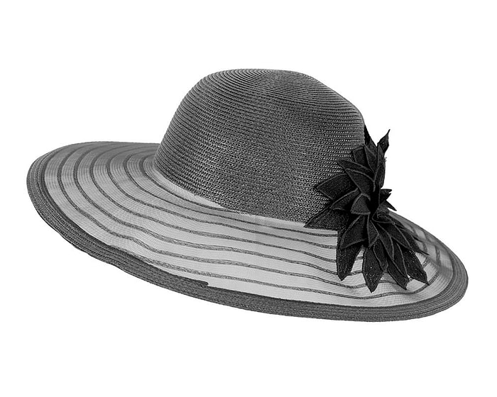 Fascinators Online - Black racing hat by Cupids Millinery Melbourne