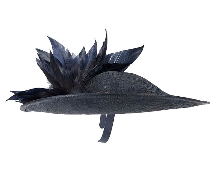 Fascinators Online - Large navy sinamay hat by Max Alexander