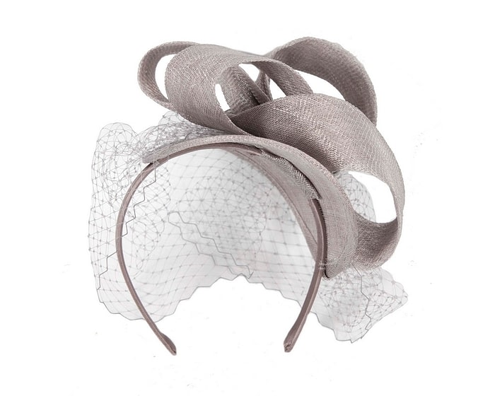 Fascinators Online - Silver fascinator with face veil by Max Alexander