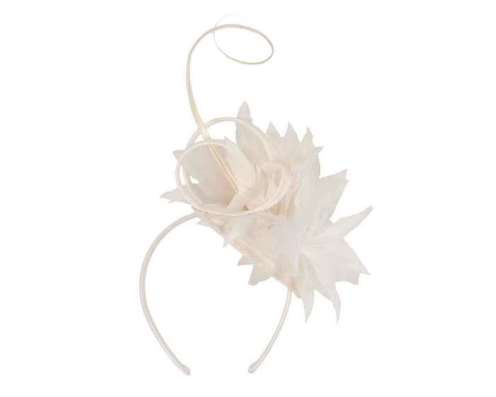 Fascinators Online - Cream feather flower fascinator by Fillies Collection