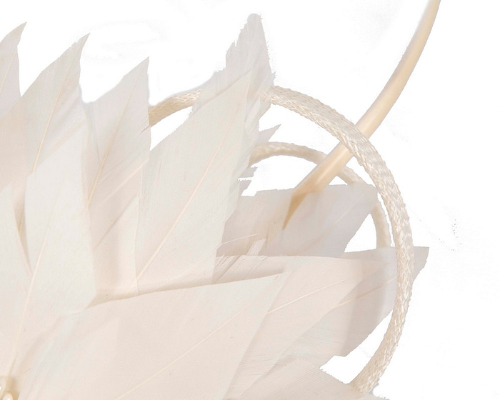 Fascinators Online - Cream feather flower fascinator by Fillies Collection