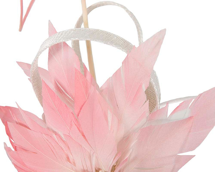 Fascinators Online - Pink feather flower fascinator by Fillies Collection