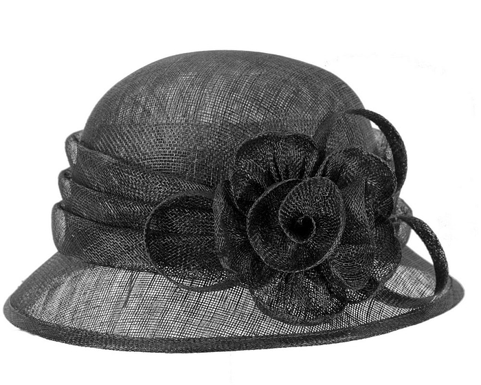 Fascinators Online - Black cloche racing hat by Max Alexander