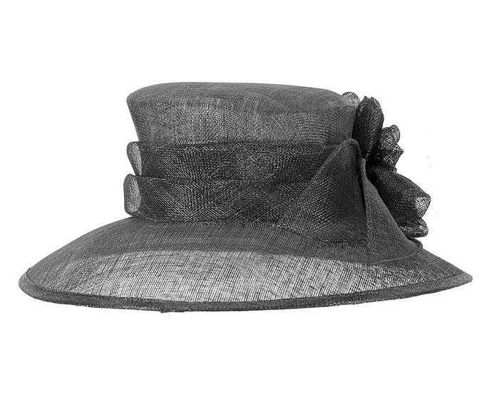 Fascinators Online - Wide brim black sinamay fashion hat by Max Alexander