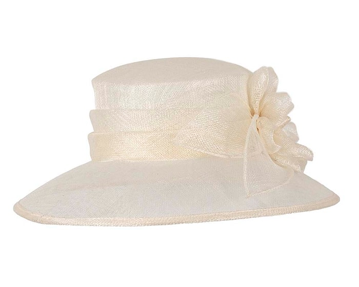 Fascinators Online - Wide brim cream sinamay fashion hat by Max Alexander